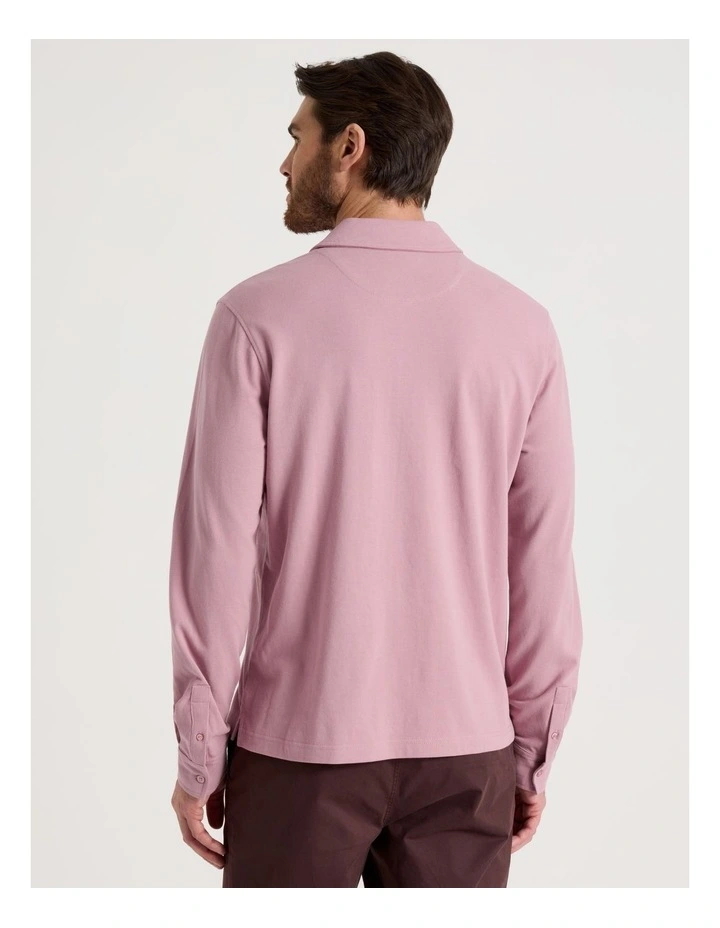 Long Sleeve Polo in Pink image 5