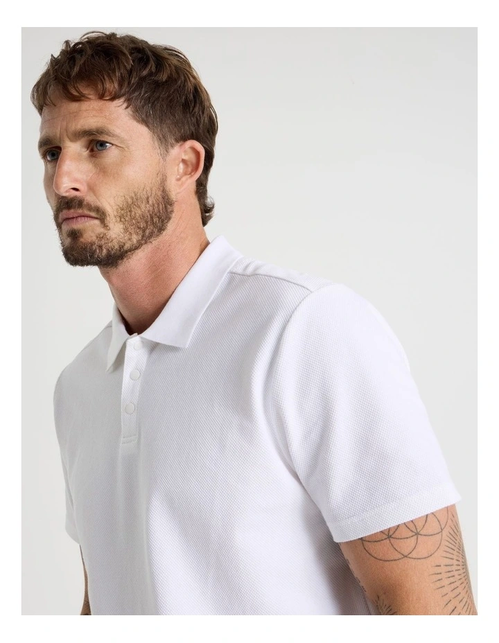 Jersey Short Sleeve Polo in White image 2