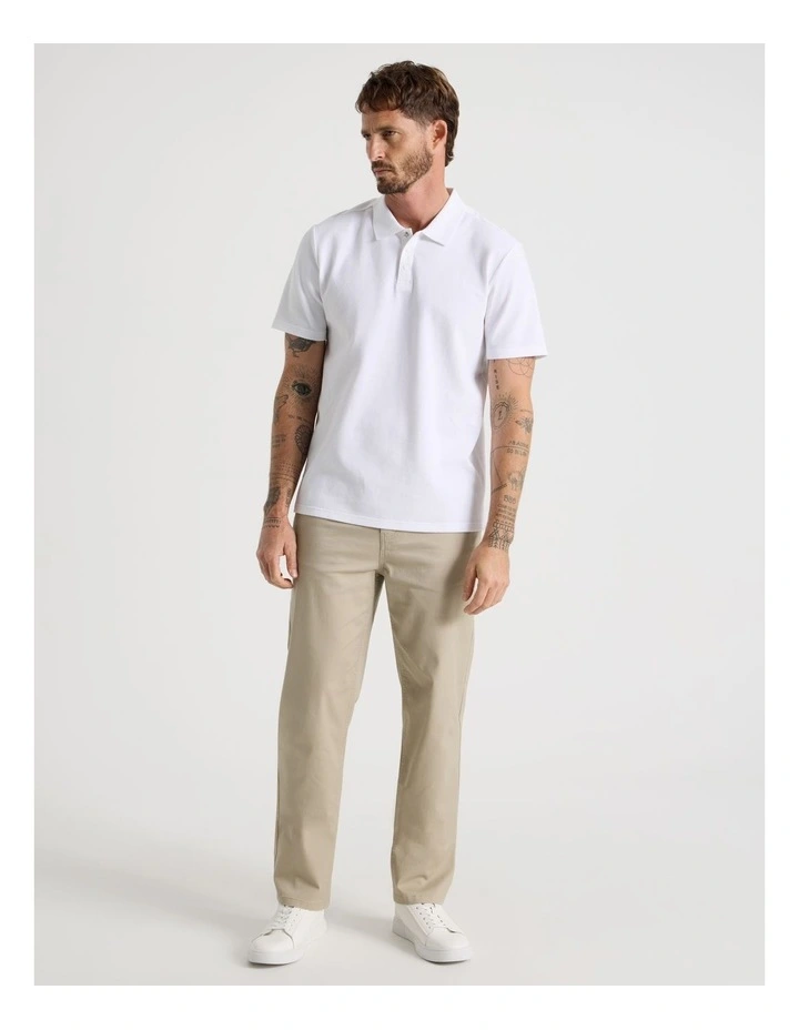 Jersey Short Sleeve Polo in White image 3