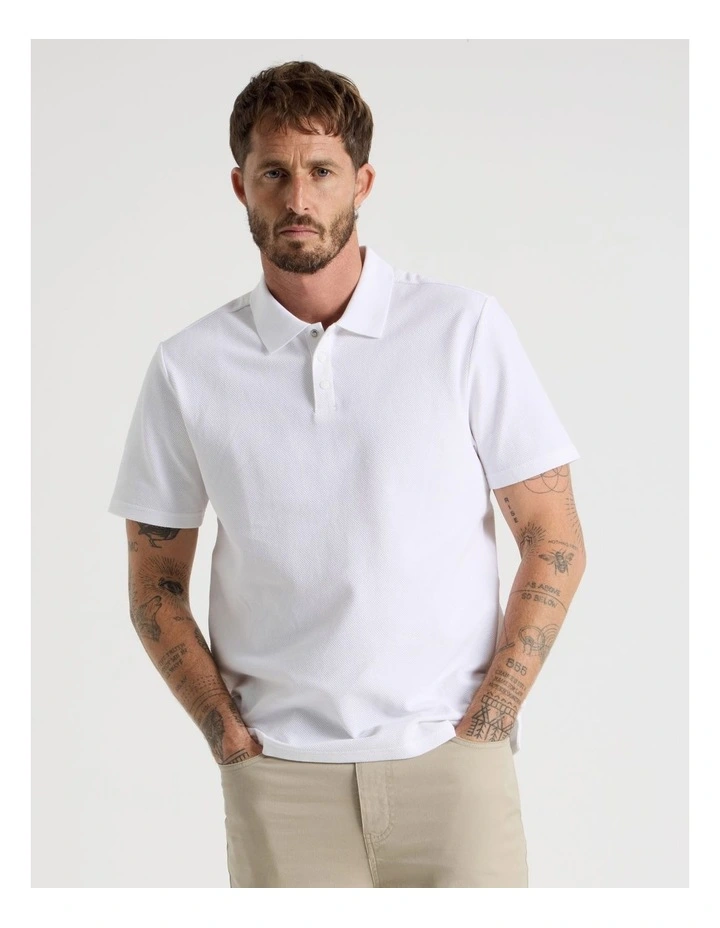 Jersey Short Sleeve Polo in White image 4