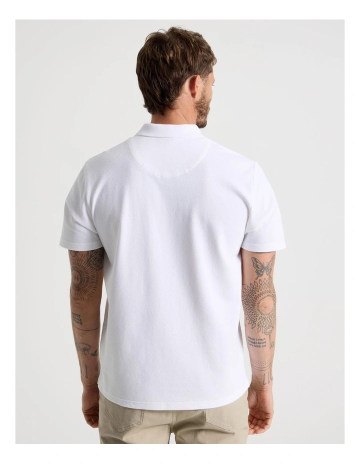 Jersey Short Sleeve Polo in White image 5