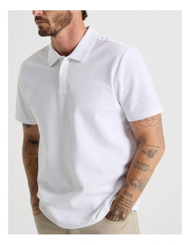Jersey Short Sleeve Polo in White image 6