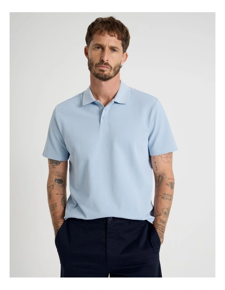 Jersey Short Sleeve Polo in Light Blue image 1