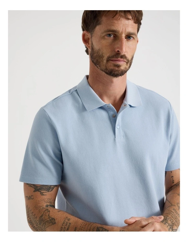 Jersey Short Sleeve Polo in Light Blue image 2
