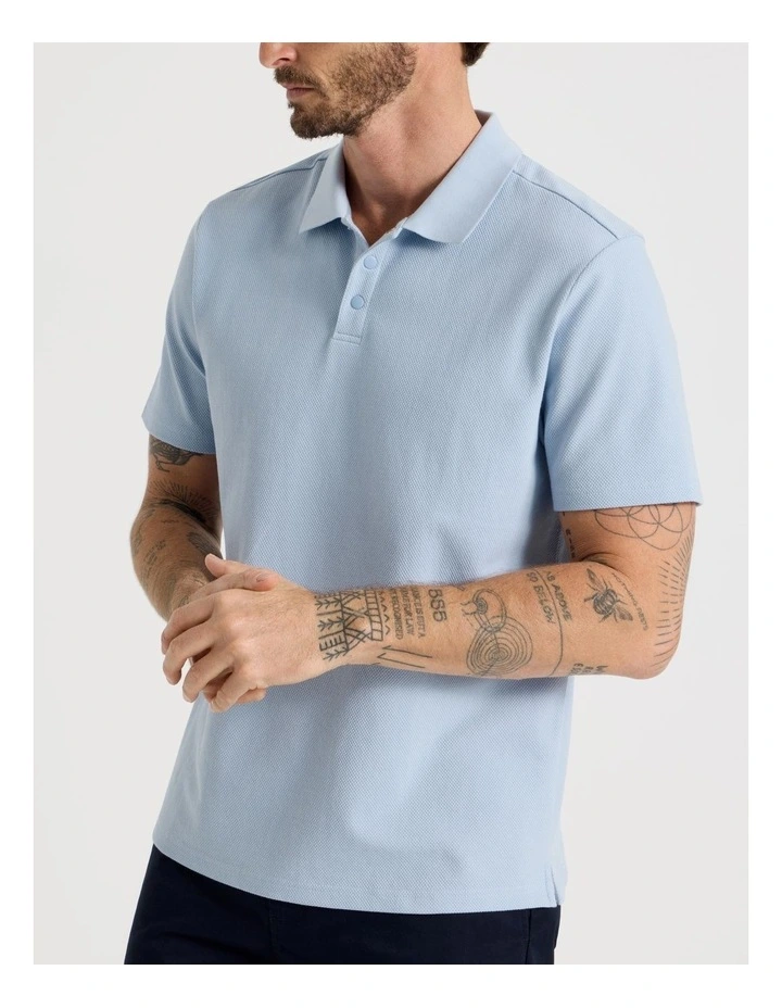 Jersey Short Sleeve Polo in Light Blue image 4