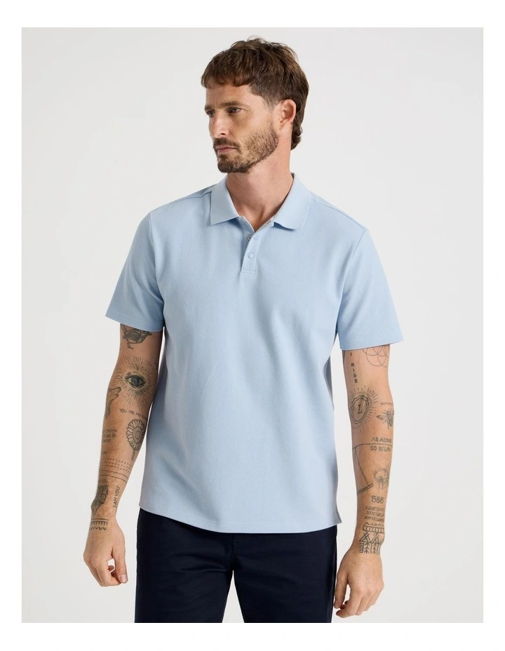 Jersey Short Sleeve Polo in Light Blue image 5