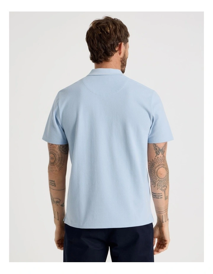Jersey Short Sleeve Polo in Light Blue image 6