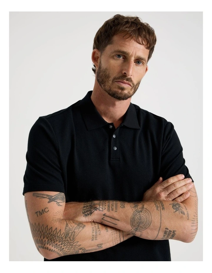 Jersey Short Sleeve Polo in Jet Black image 1