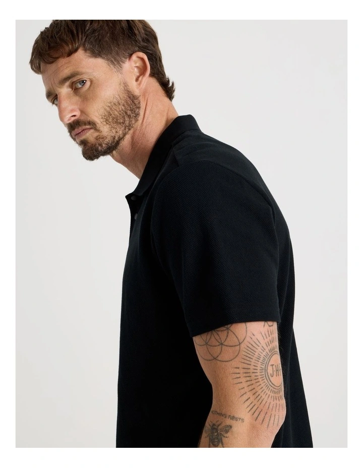 Jersey Short Sleeve Polo in Jet Black image 3