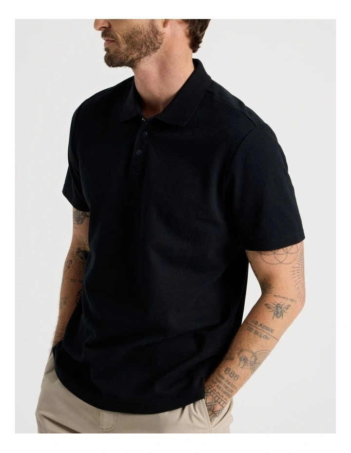 Jersey Short Sleeve Polo in Jet Black image 6