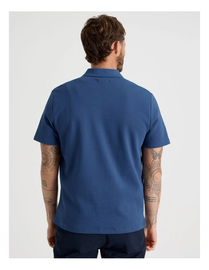 Zip Neck Self Stripe Polo in Cobalt image 6