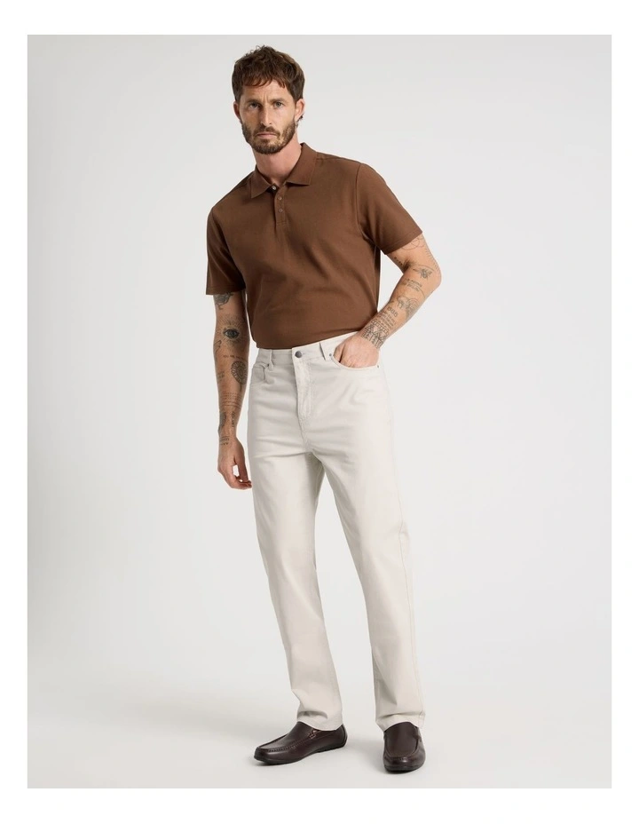 Jersey Short Sleeve Polo in Brown image 2