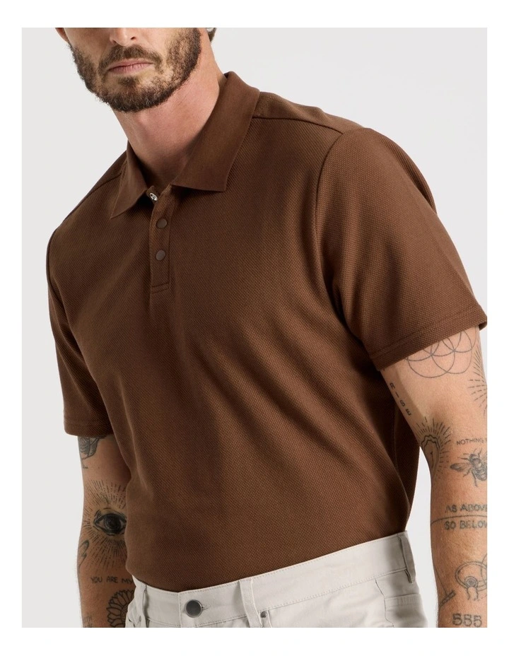 Jersey Short Sleeve Polo in Brown image 4