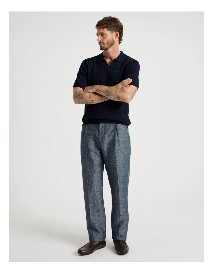Horizontal Knit Polo in Navy image 3