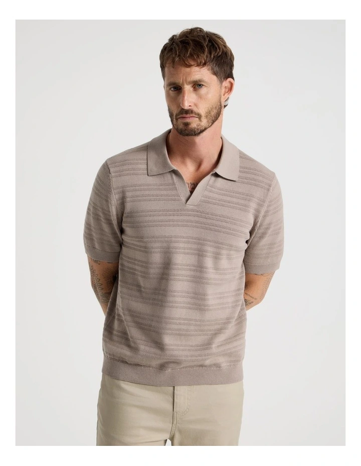 Horizontal Knit Polo in Taupe image 1