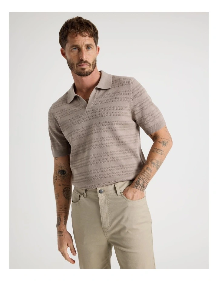 Horizontal Knit Polo in Taupe image 2