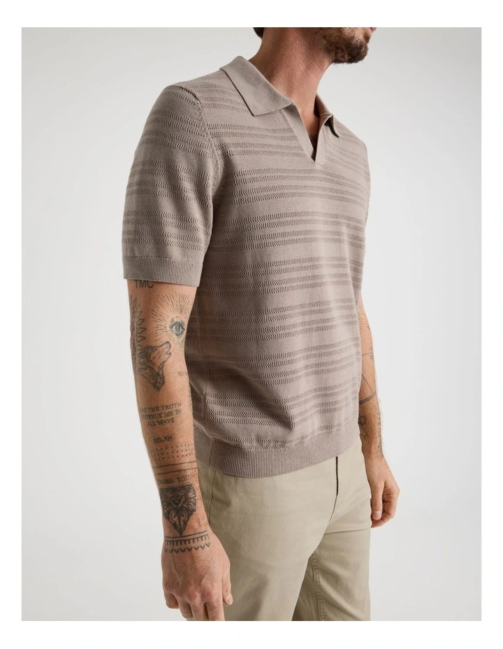 Horizontal Knit Polo in Taupe image 5