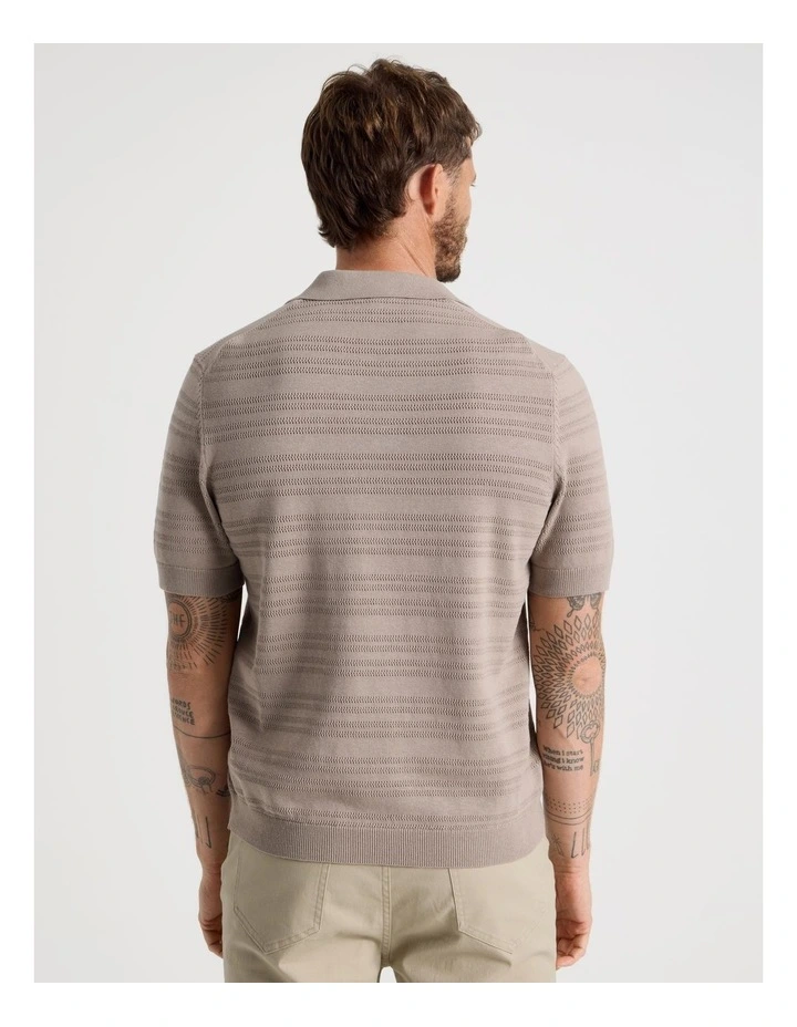 Horizontal Knit Polo in Taupe image 6