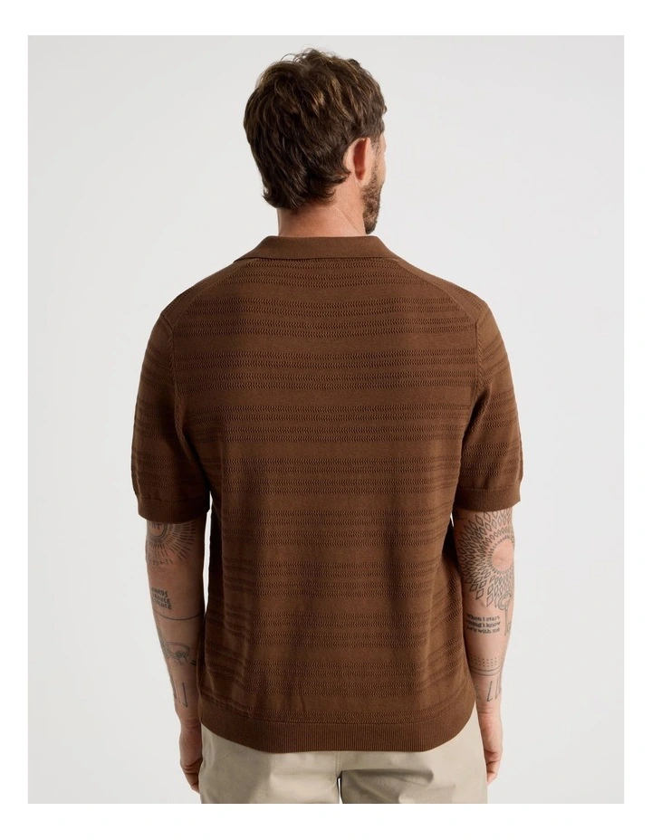 Horizontal Knit Polo in Brown image 6