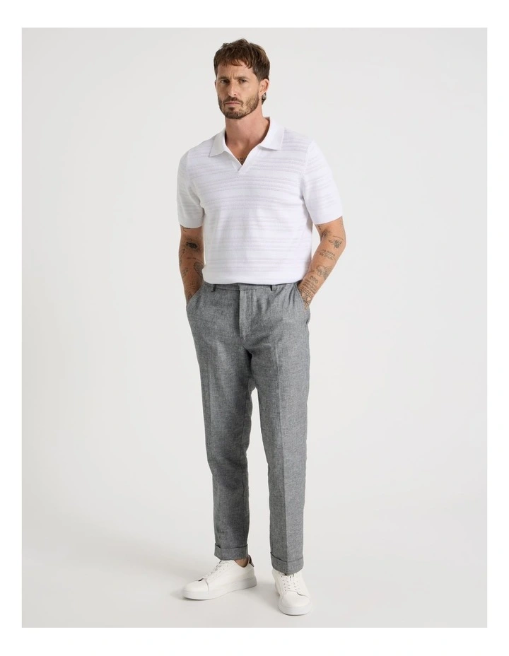 Horizontal Knit Polo in White image 3