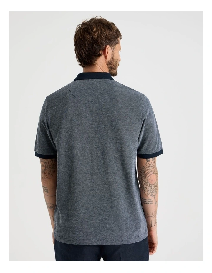Mercerised Cotton Birds Eye Polo in Navy image 6