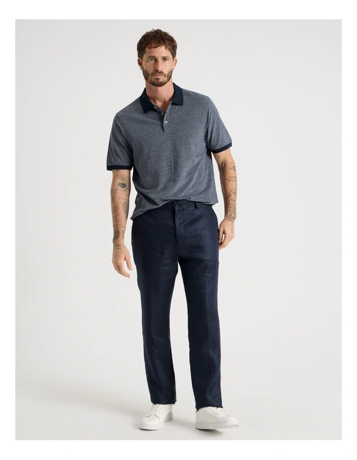 Mercerised Cotton Birds Eye Polo in Navy image 7