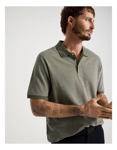 Mercerised Cotton Birds Eye Polo in Olive