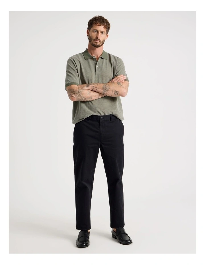 Mercerised Cotton Birds Eye Polo in Olive image 3