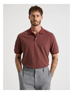 Mercerised Cotton Birds Eye Polo in Sand