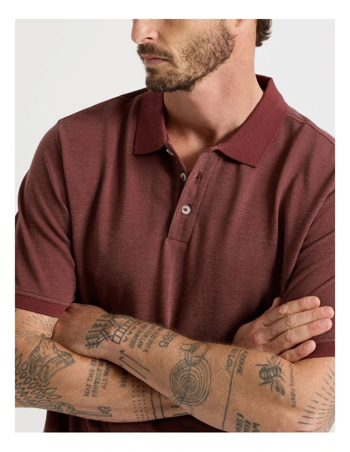 Mercerised Cotton Birds Eye Polo in Sand image 3