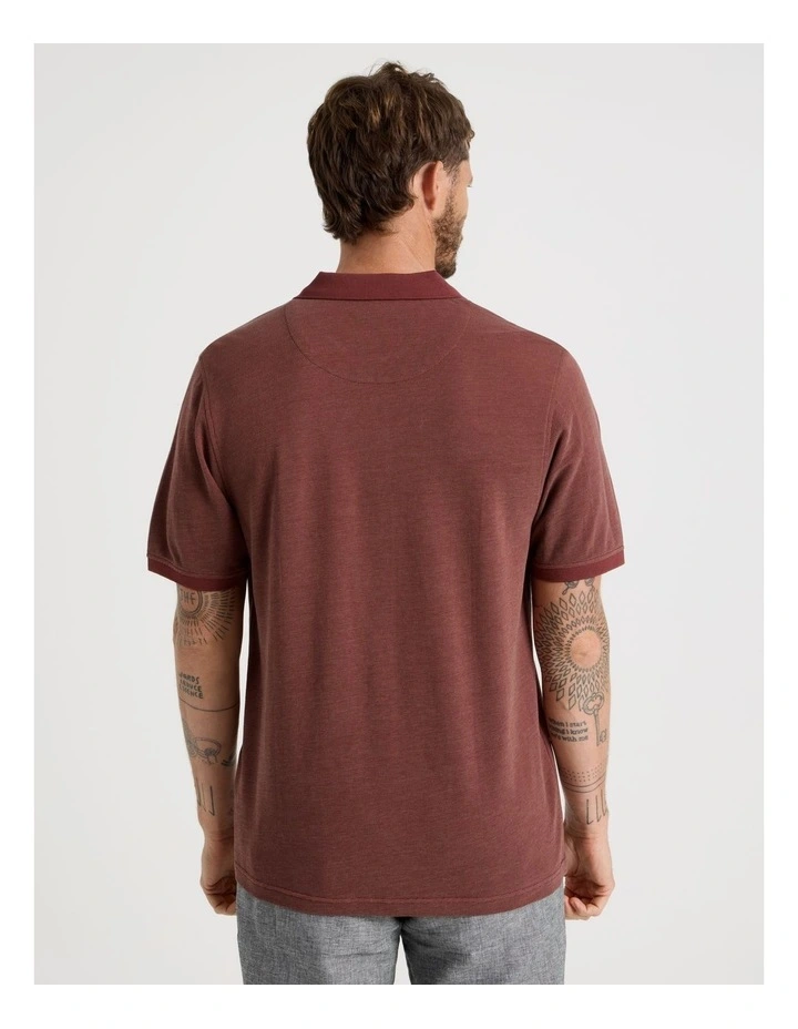 Mercerised Cotton Birds Eye Polo in Sand image 5