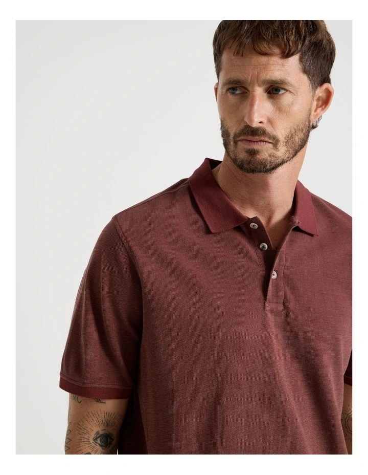 Mercerised Cotton Birds Eye Polo in Sand image 6