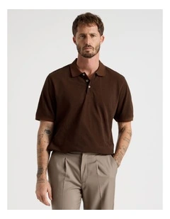 Mercerised Cotton Birds Eye Polo in Brown
