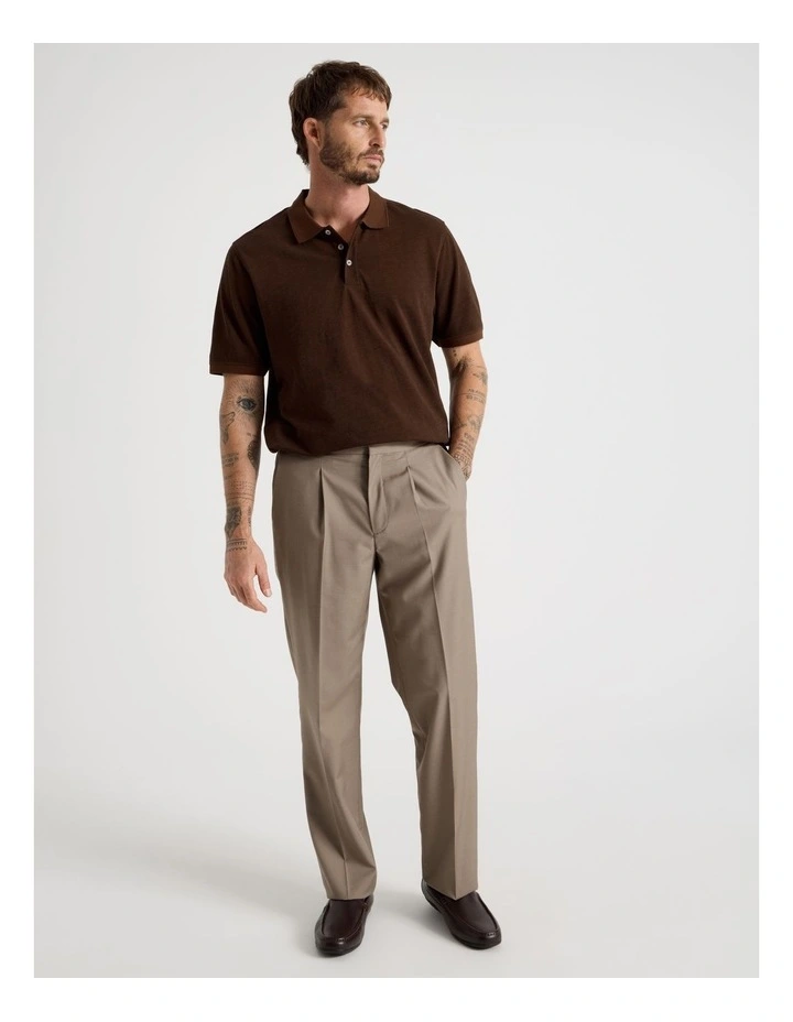 Mercerised Cotton Birds Eye Polo in Brown image 2