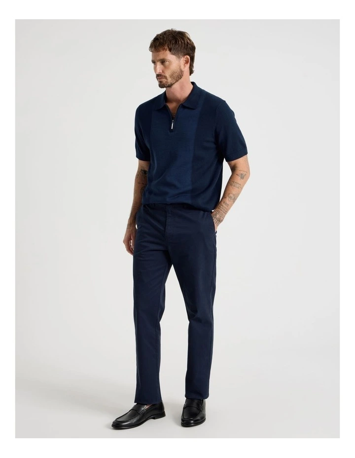 Vertical Colour Block Polo in Navy image 3