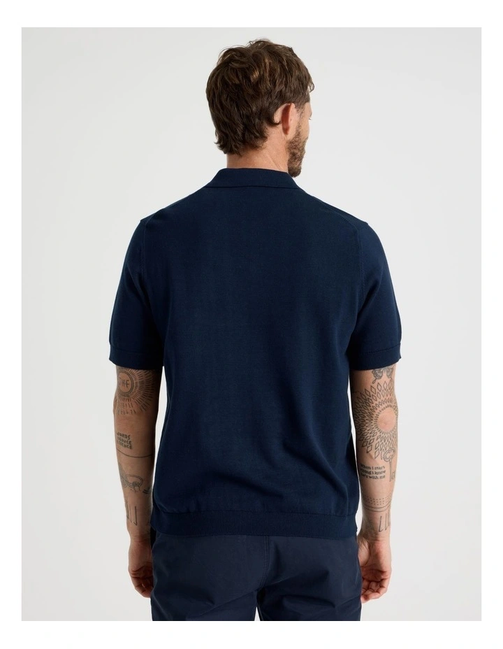 Vertical Colour Block Polo in Navy image 6