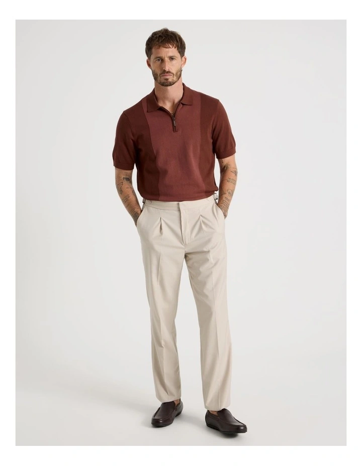 Vertical Colour Block Polo in Brown image 5
