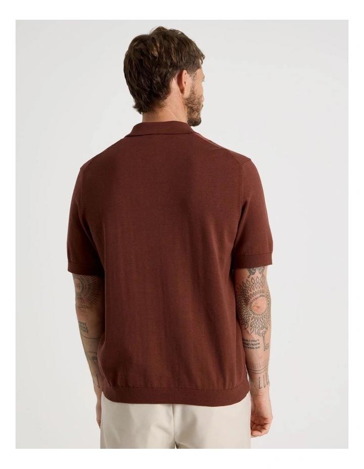 Vertical Colour Block Polo in Brown image 6