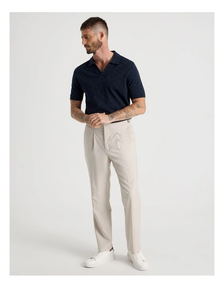Slub Texture Knit Polo in Navy image 3
