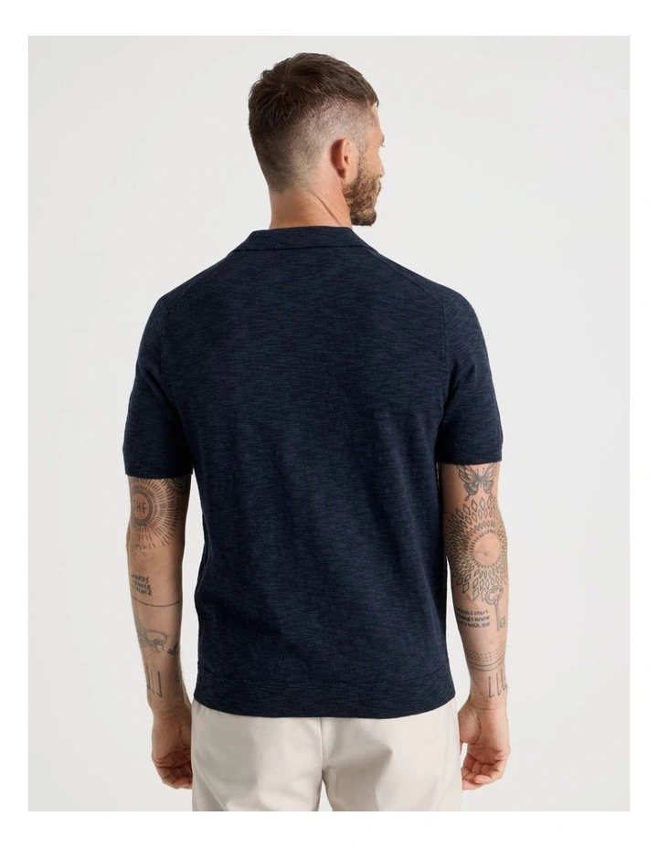 Slub Texture Knit Polo in Navy image 6