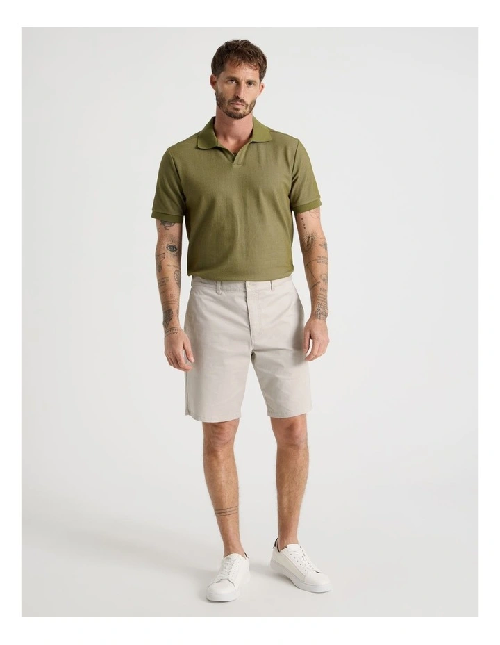 Textured Polo in Olive image 2