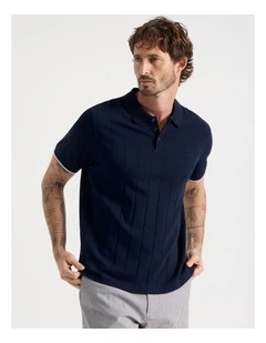 Wide Rib Polo in Navy