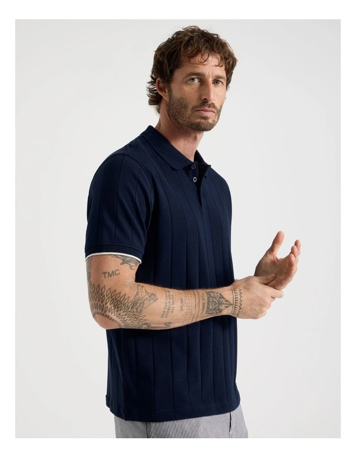 Wide Rib Polo in Navy image 3