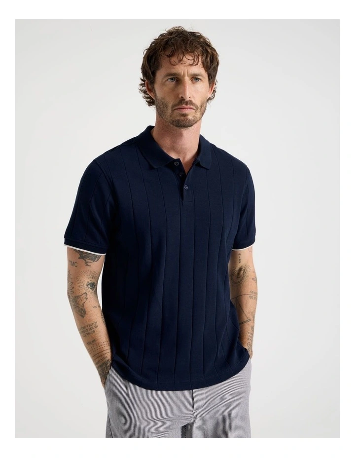 Wide Rib Polo in Navy image 5