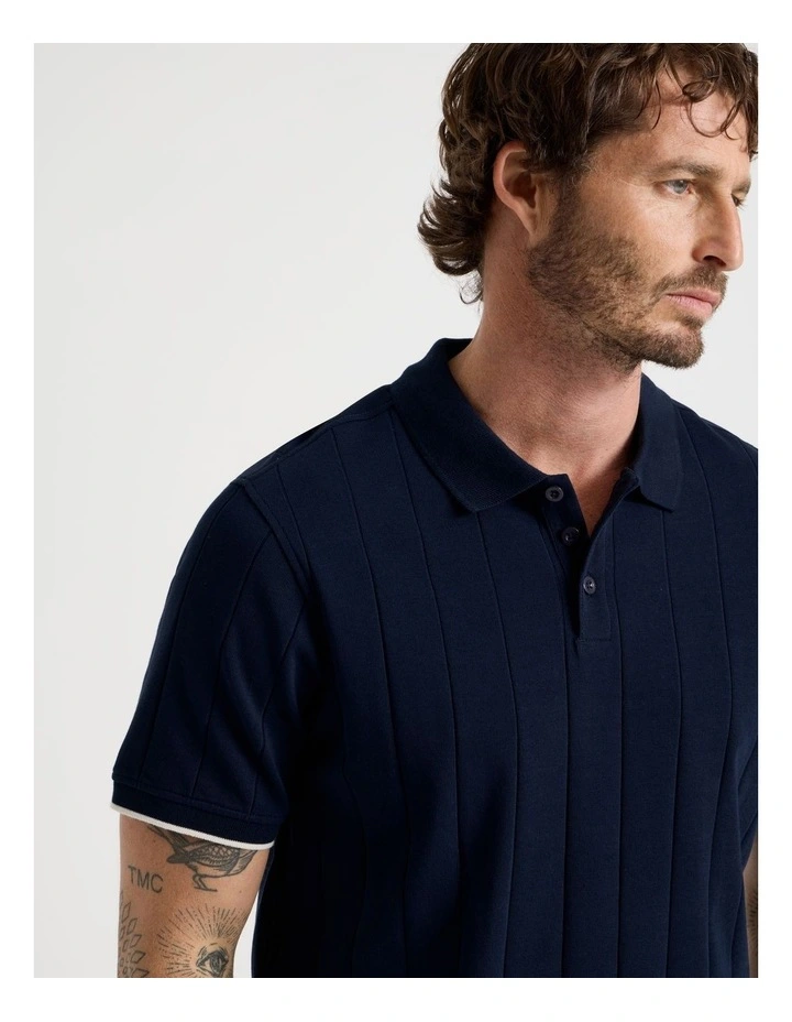 Wide Rib Polo in Navy image 7