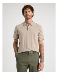 Wide Rib Polo in Sand