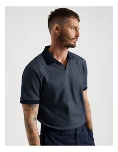Textured Polo in Navy