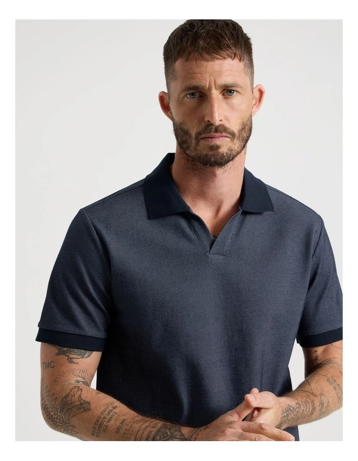 Textured Polo in Navy image 2