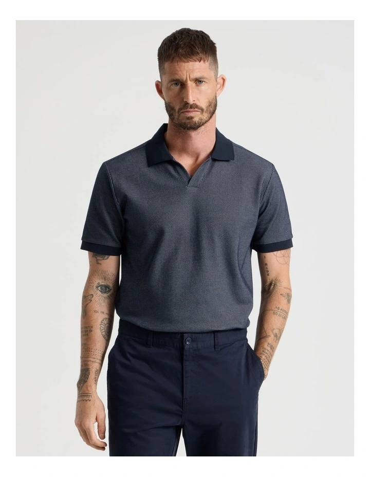 Textured Polo in Navy image 3