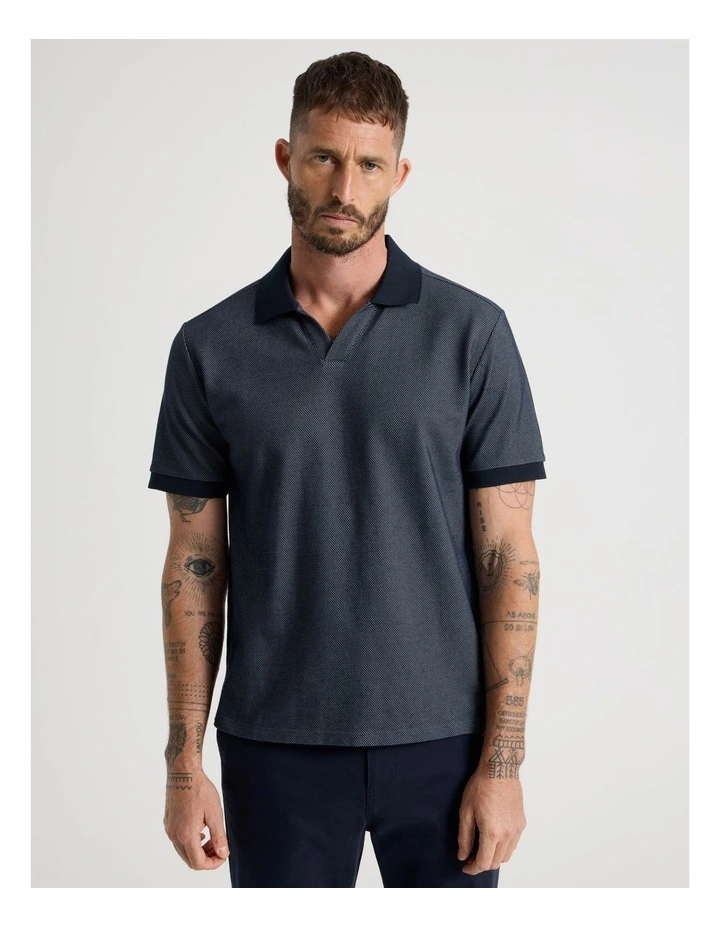 Textured Polo in Navy image 5